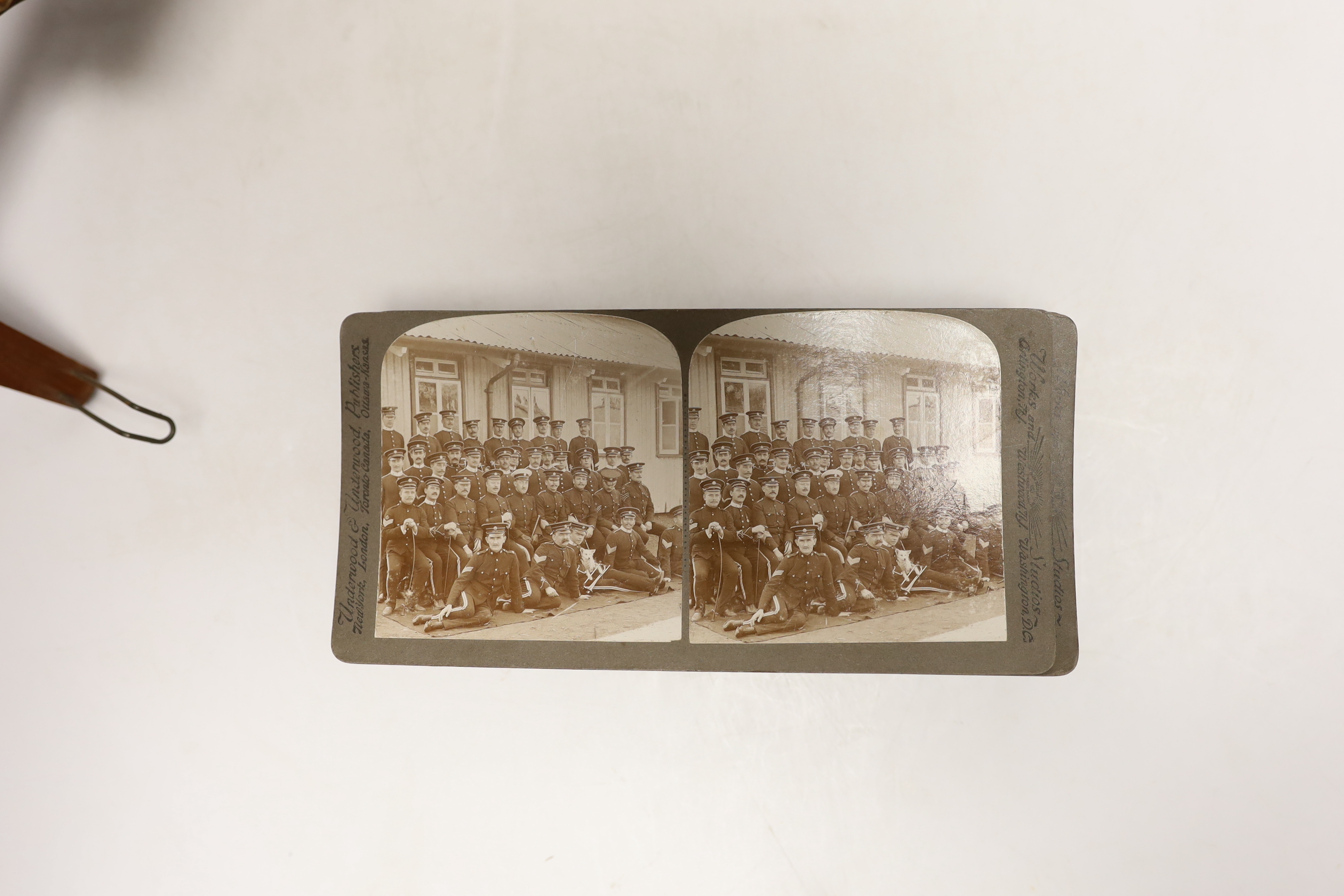 A stereoscopic viewer and assorted monochrome cards of Africa and India, etc.